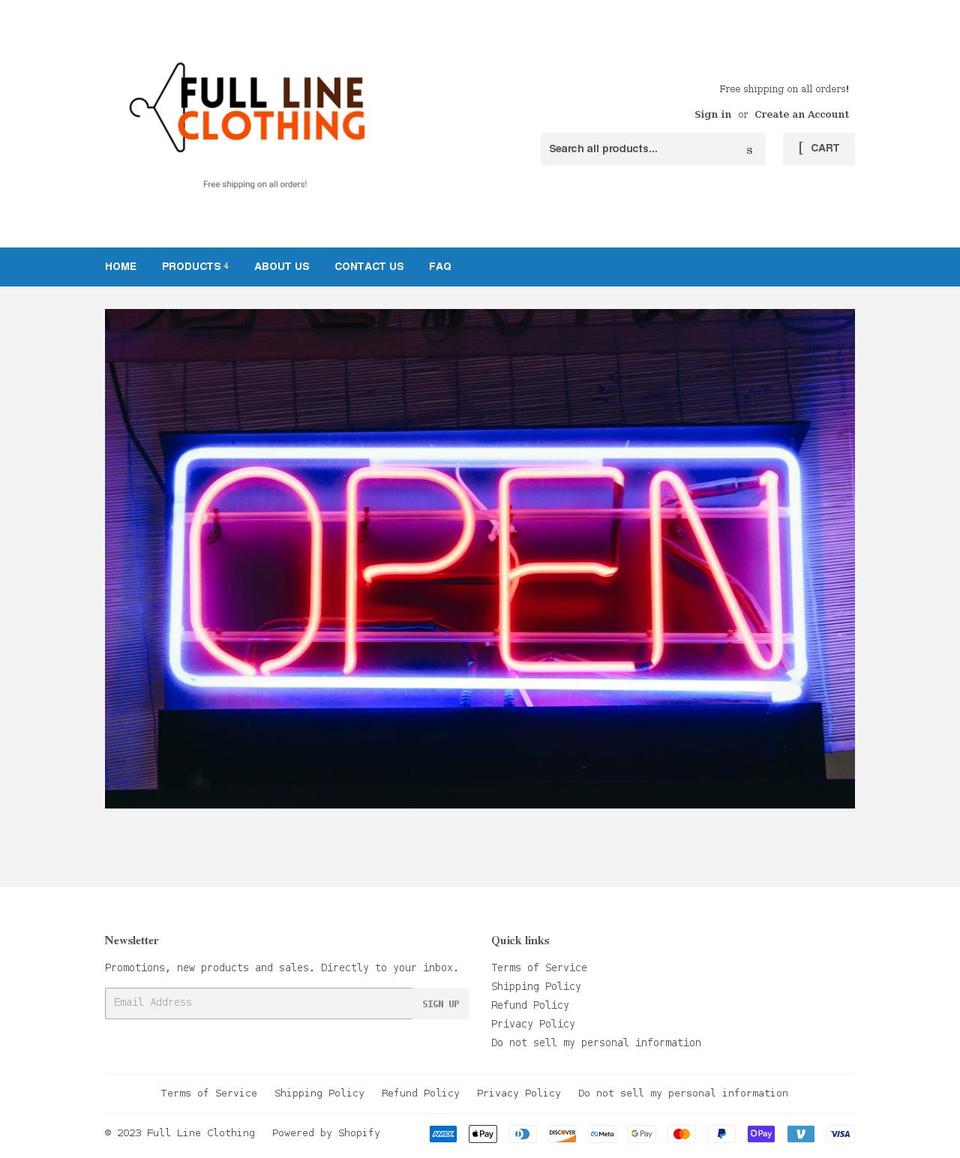 fulllineclothing.com shopify website screenshot