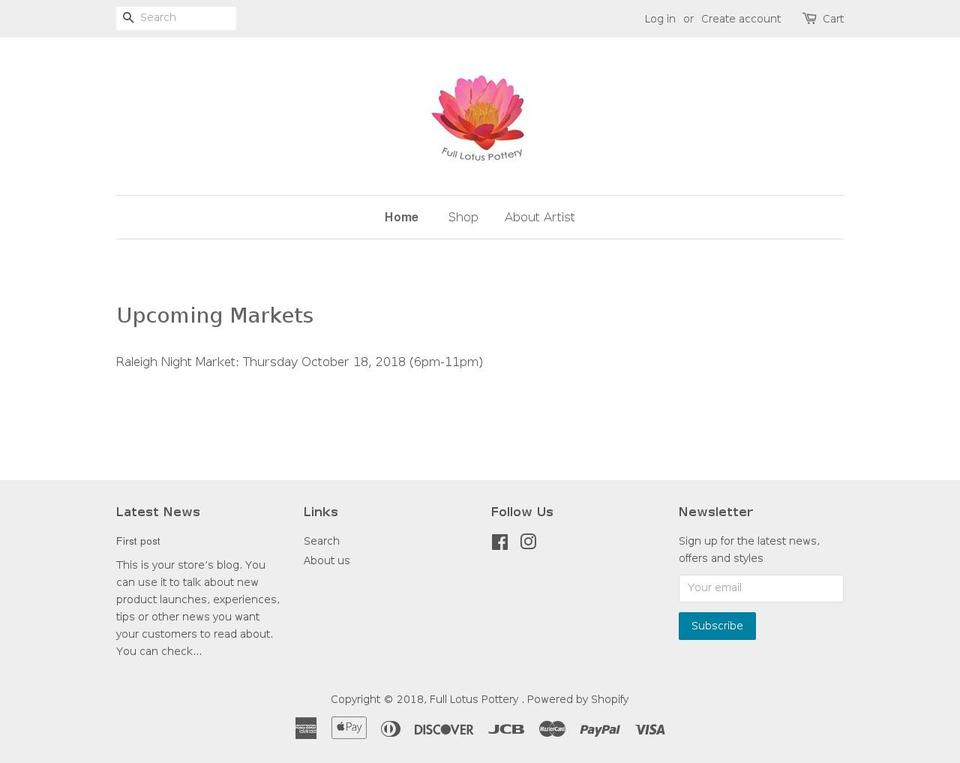 fulllotuspottery.com — Shopify storefront screenshot