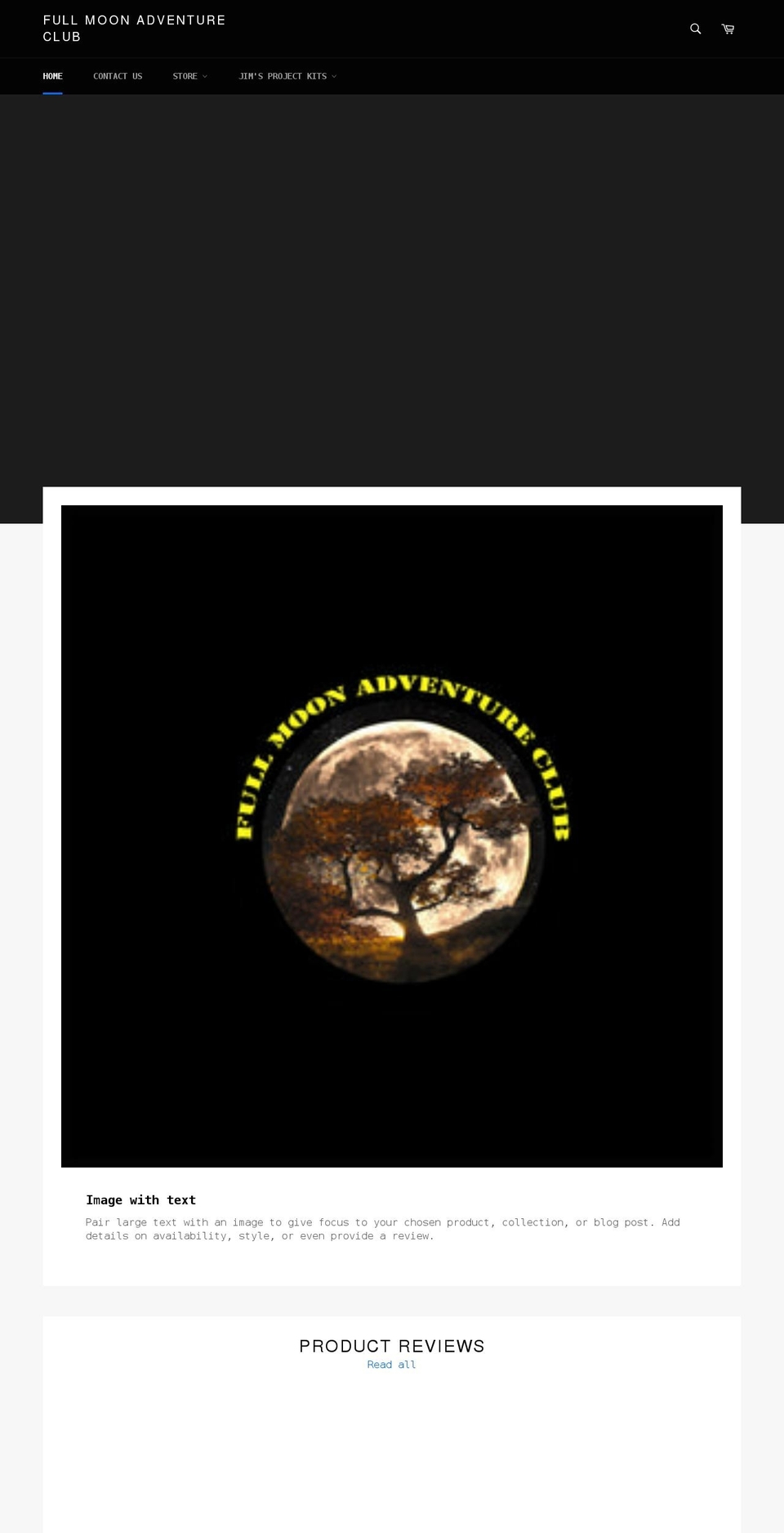 fullmoonadventureclub.com — Shopify storefront screenshot