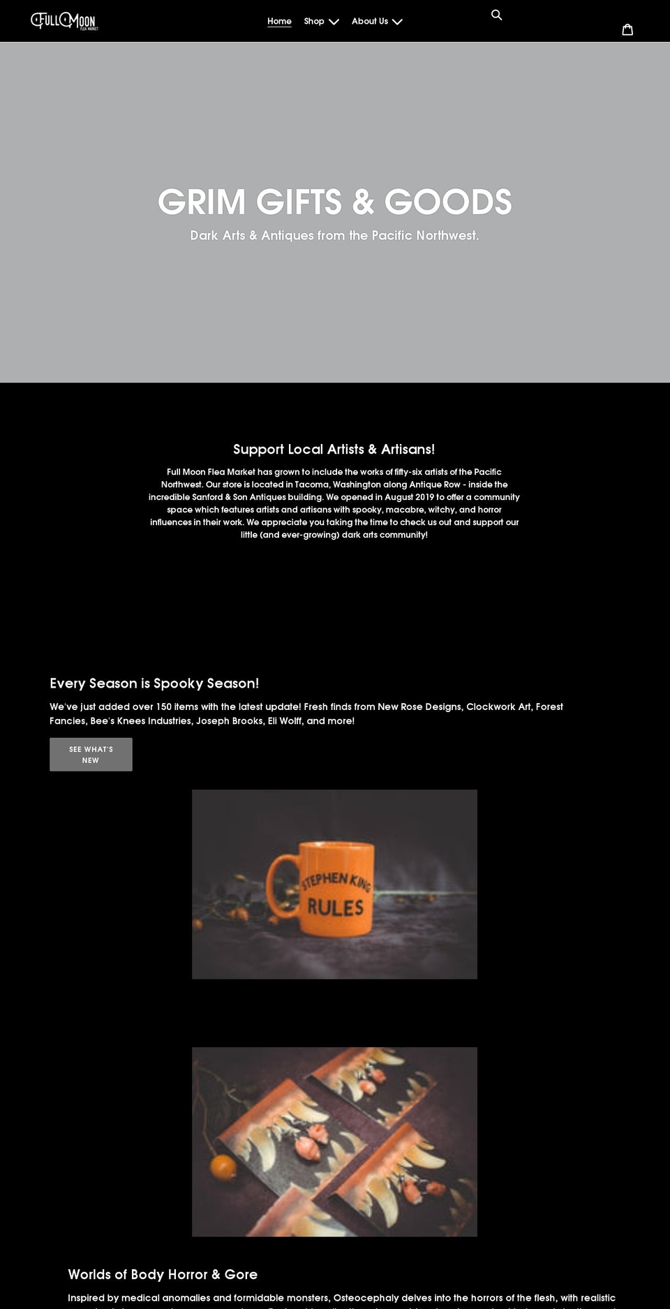 fullmoonfleamarket.com shopify website screenshot