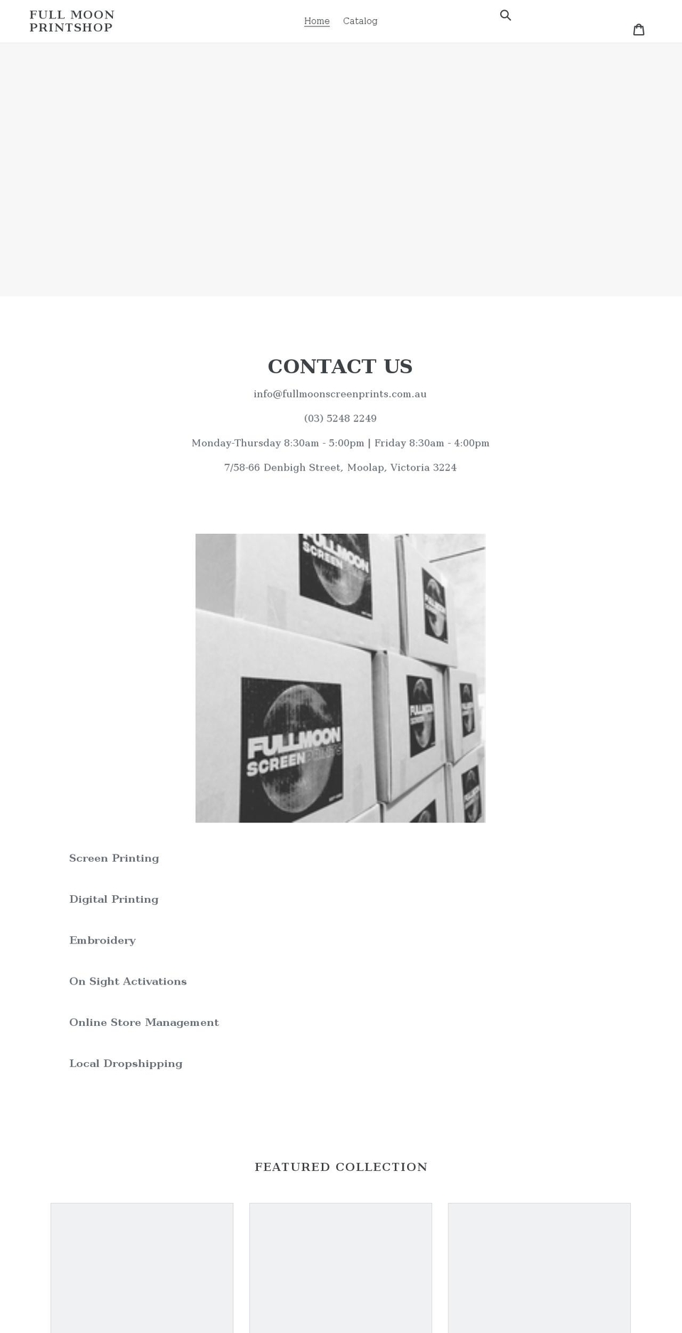 fullmoonprintshop.com shopify website screenshot