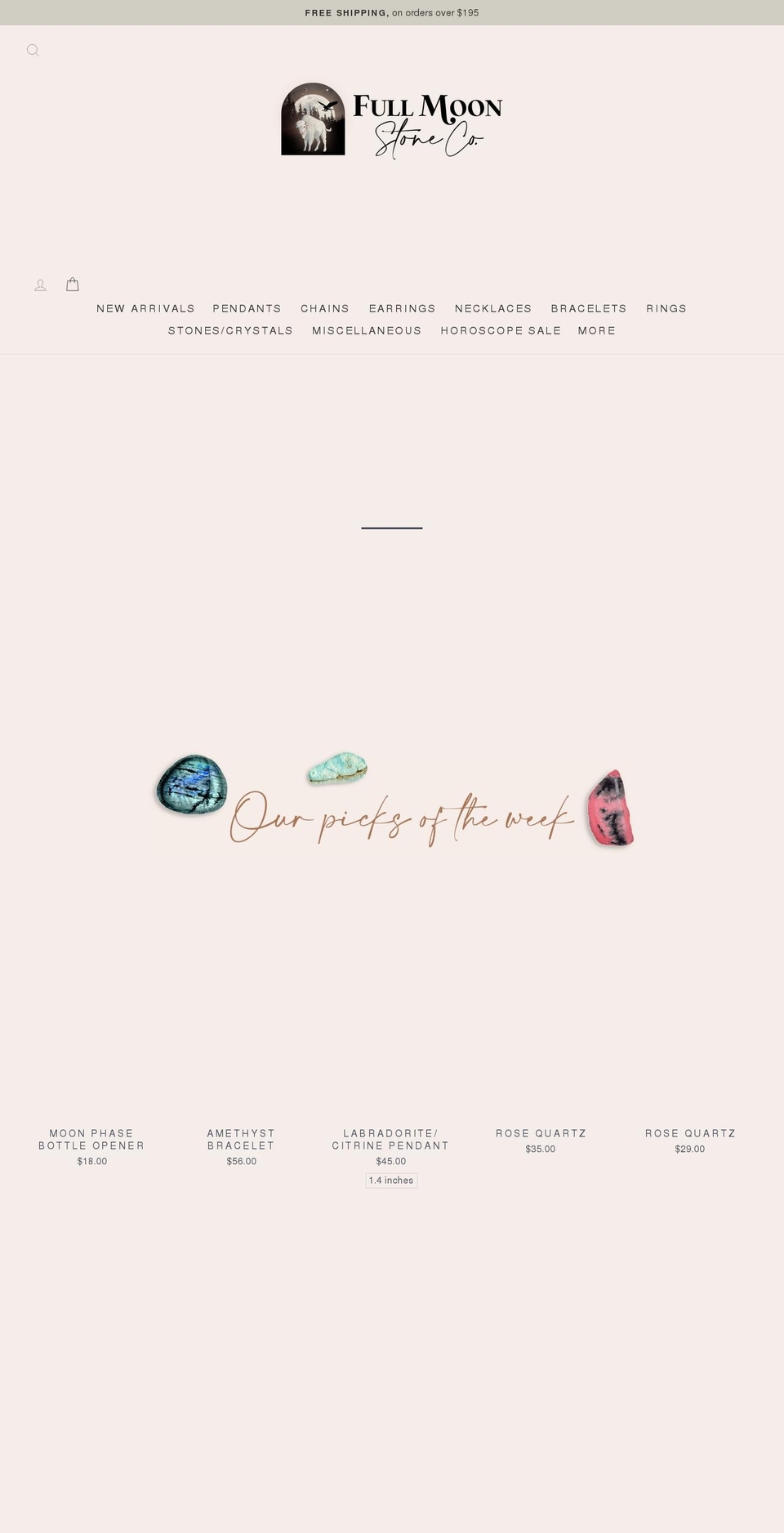 fullmoonstone.com shopify website screenshot