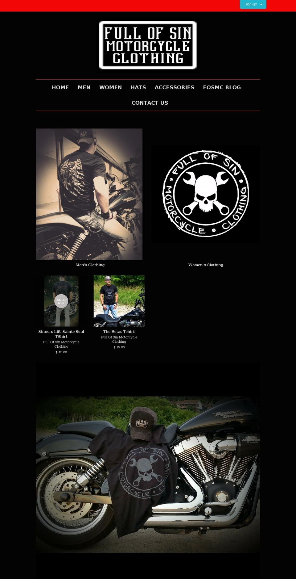 fullofsinmotorcycleclothing.com shopify website screenshot