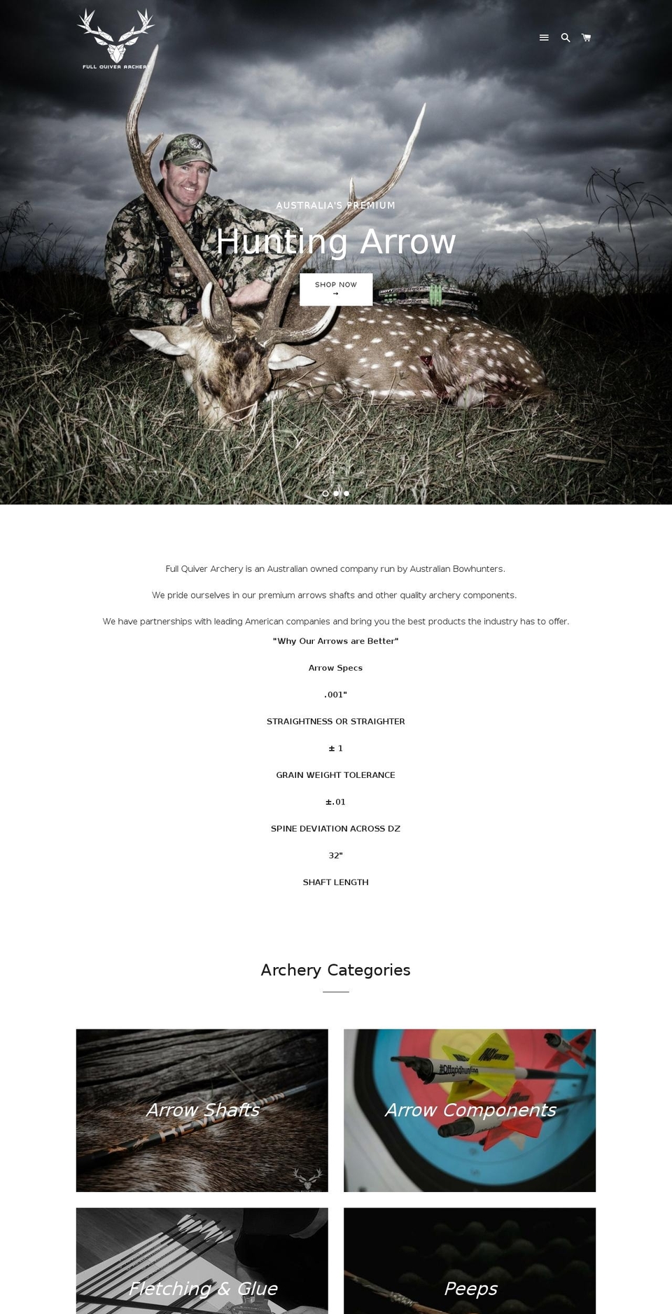 fullquiverarchery.com shopify website screenshot
