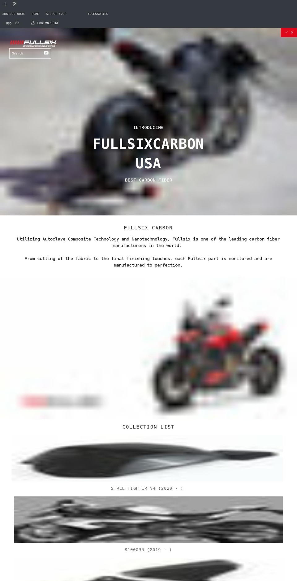 fullsixcarbonusa.com shopify website screenshot