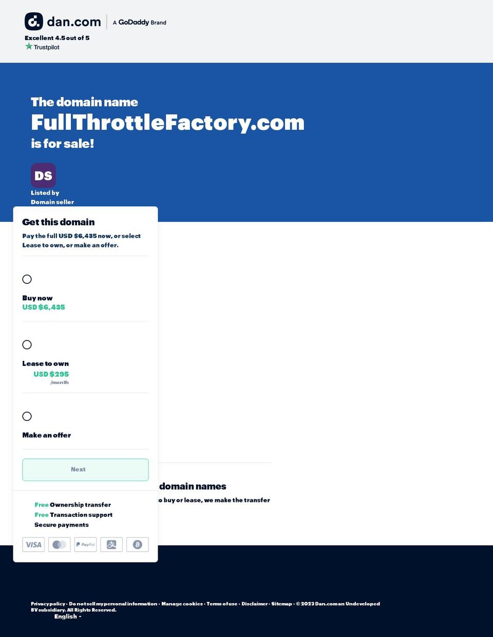 fullthrottlefactory.com — Shopify storefront screenshot