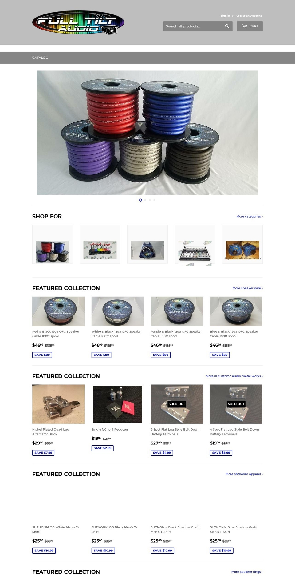 fulltiltaudio.net shopify website screenshot