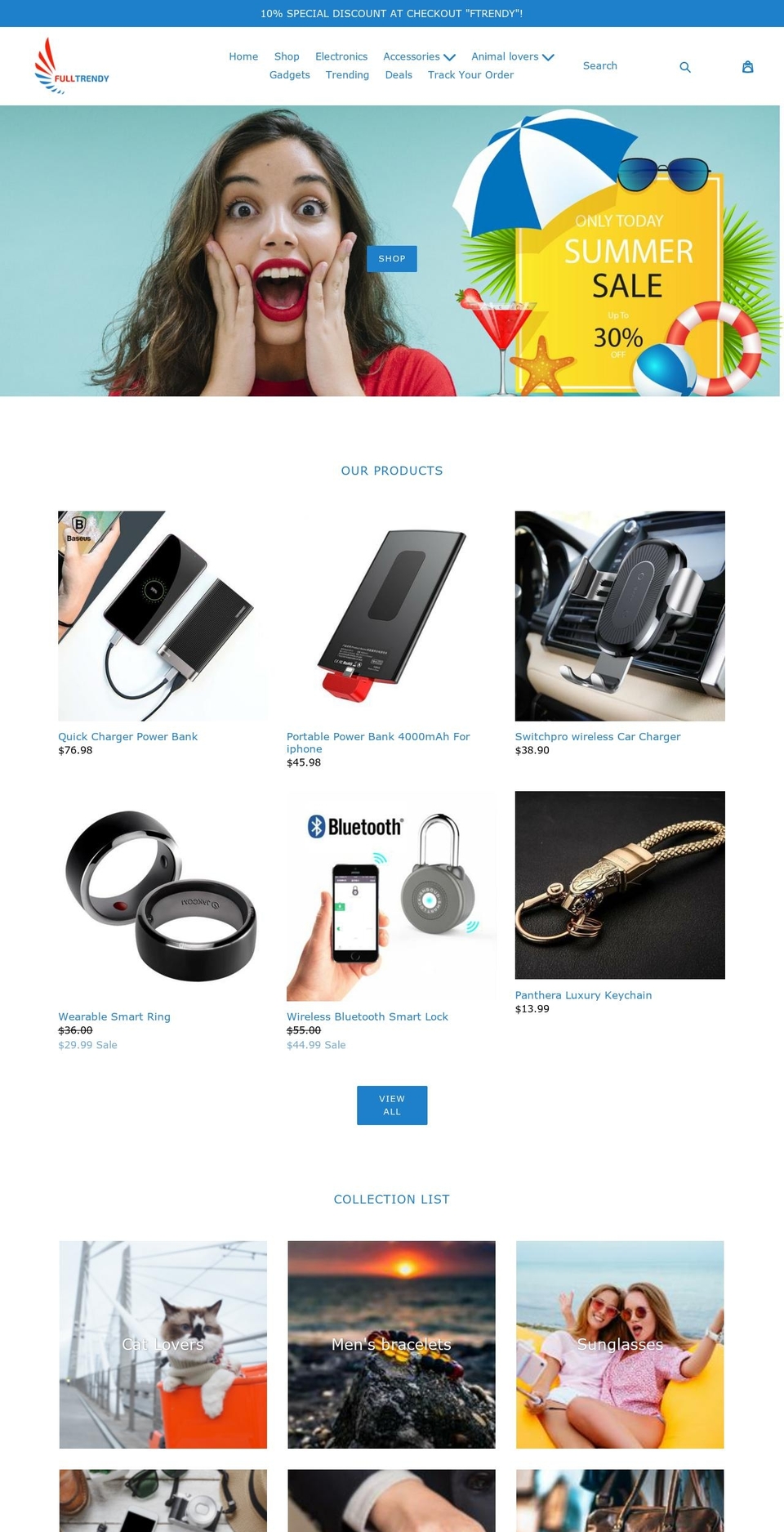 fulltrendy.com — Shopify storefront screenshot