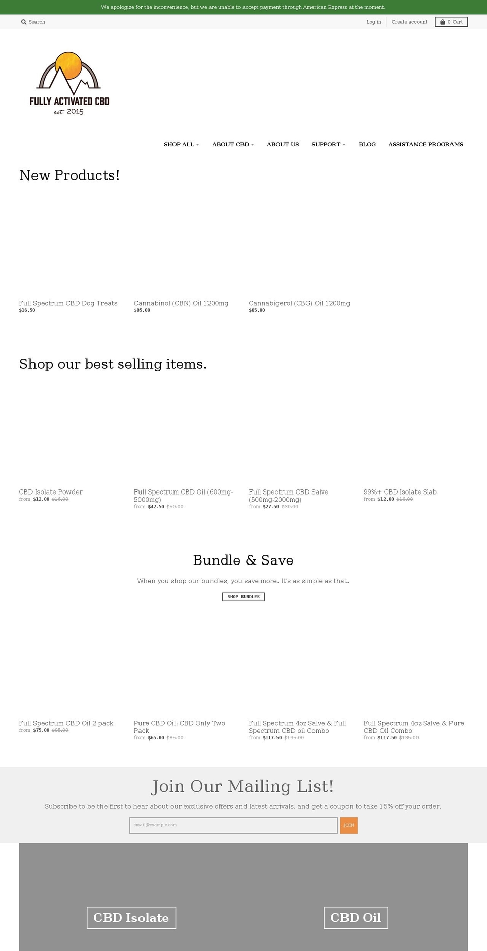 fullyactivatedcbd.com — Shopify storefront screenshot