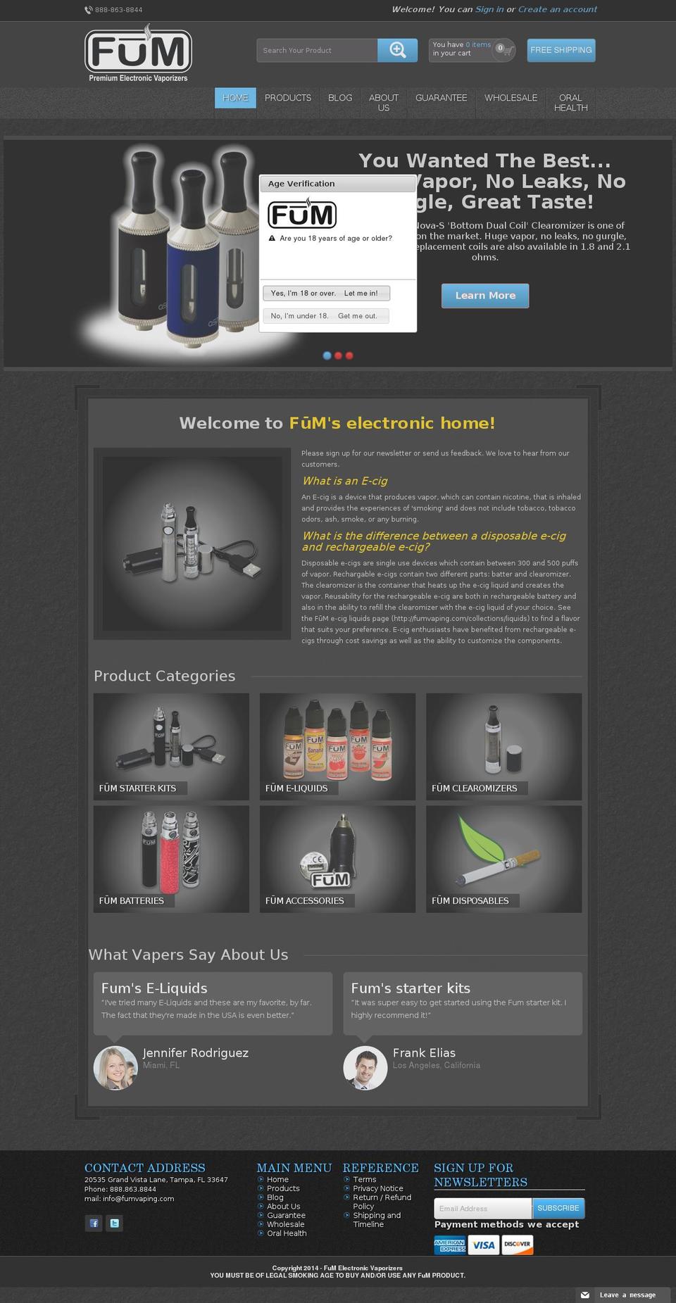 fum-ecig.com shopify website screenshot