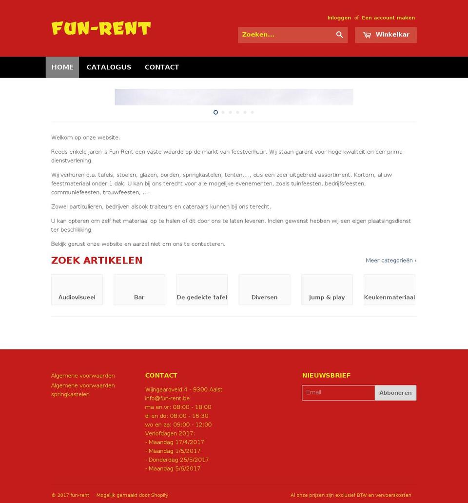 fun-rent.be shopify website screenshot