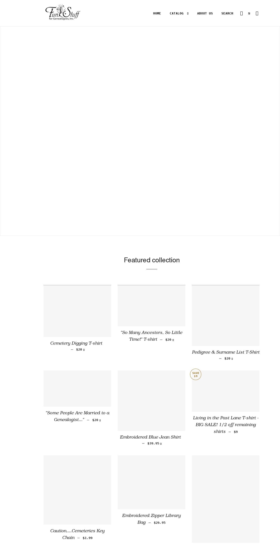 fun-stuff-for-genealogists-inc.myshopify.com shopify website screenshot