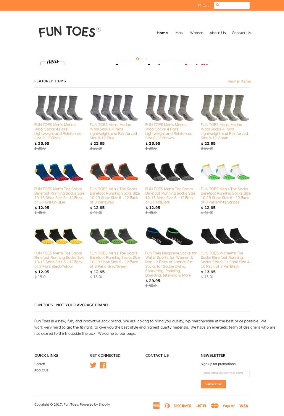 fun-toes.com shopify website screenshot
