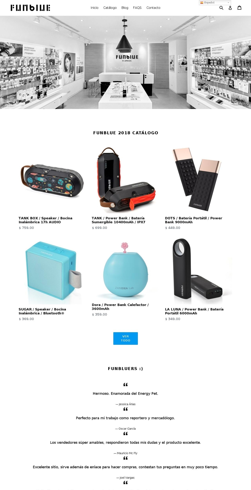 funbluestore.com — Shopify storefront screenshot