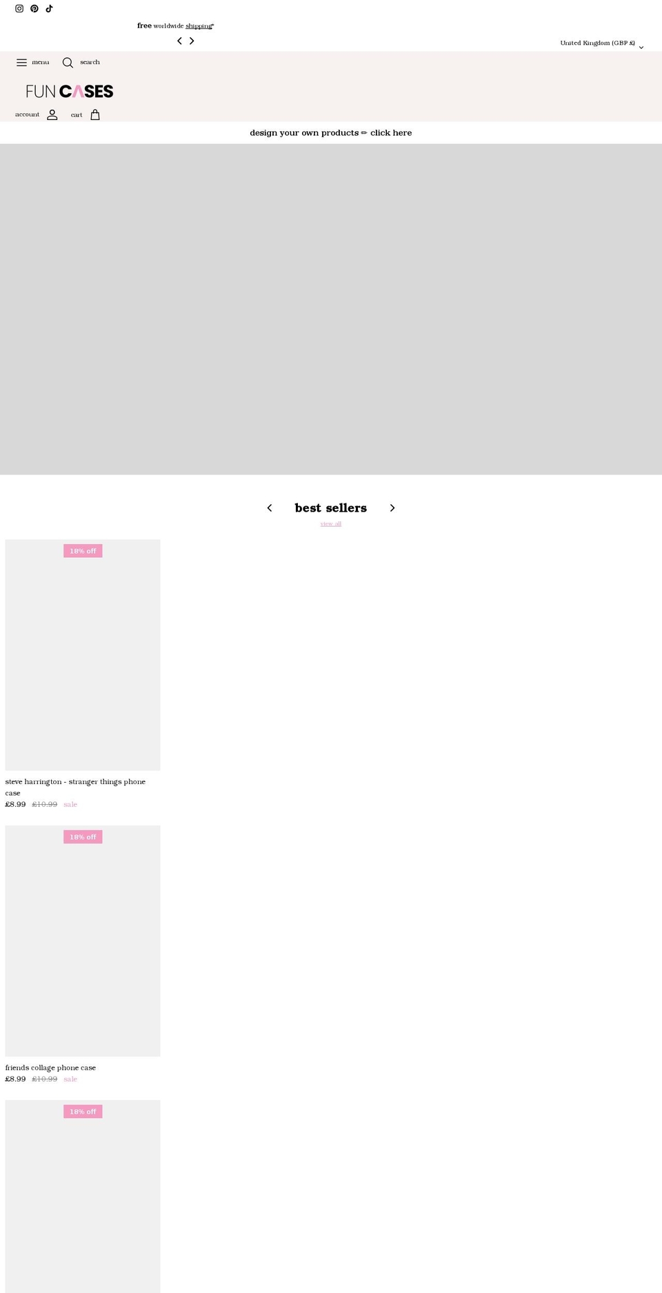 funcases.com shopify website screenshot