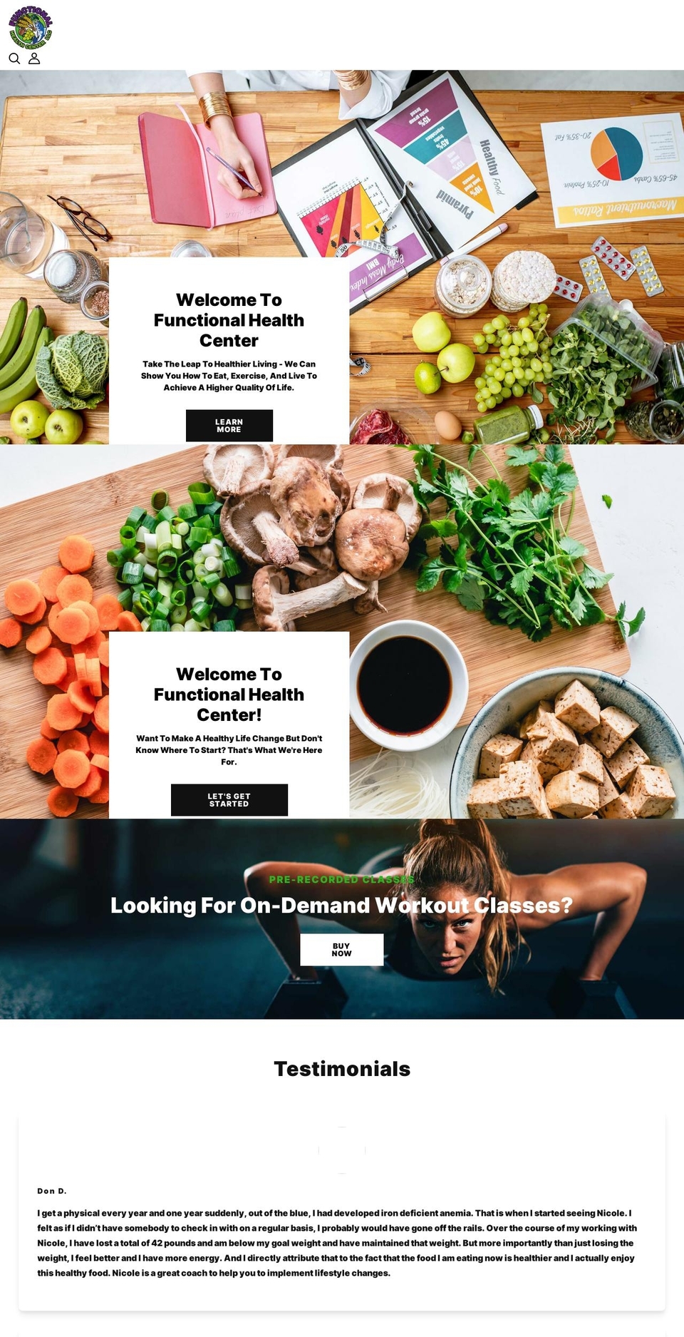 Fitnet home Shopify theme site example functionalhealthcenter.com