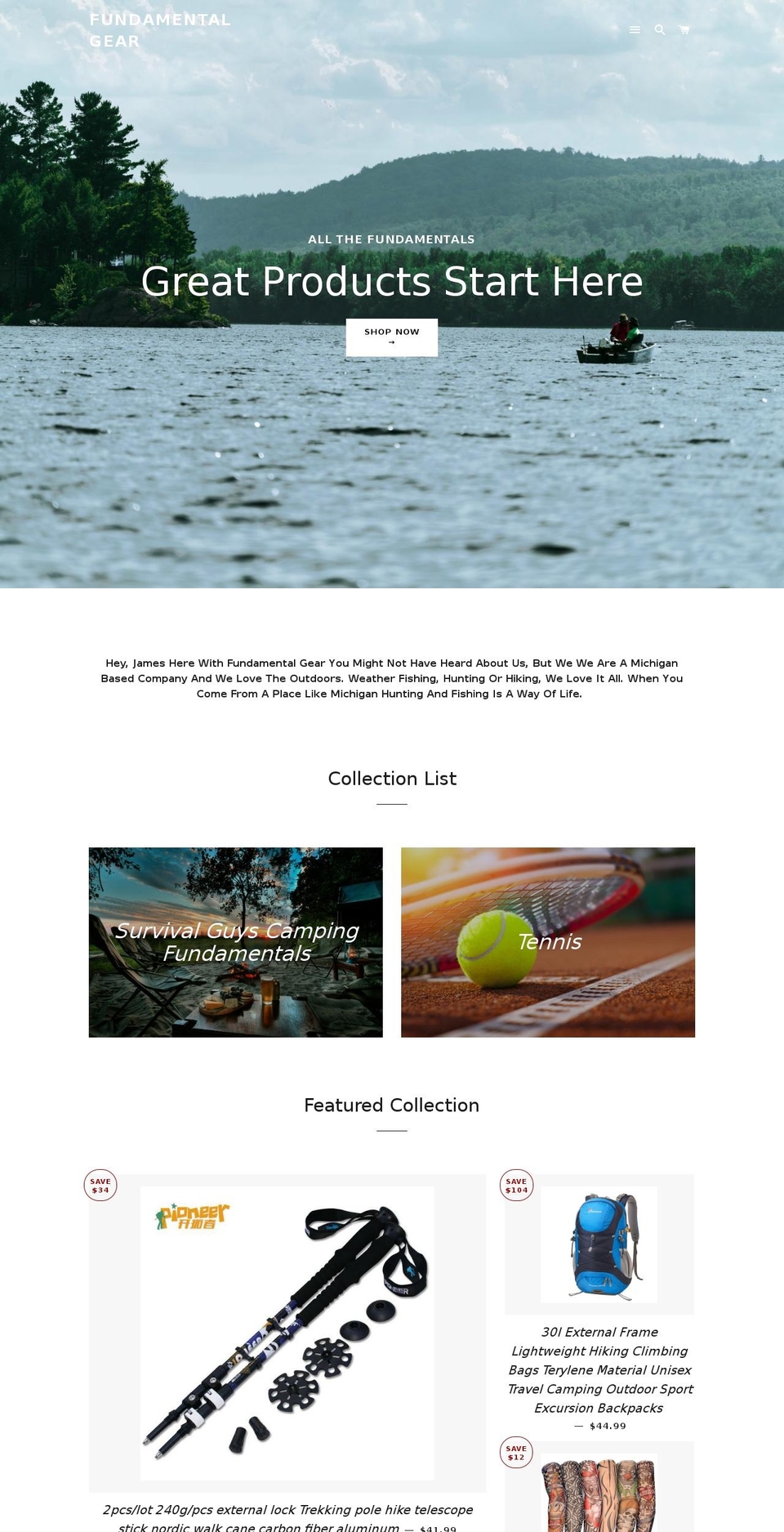 fundamentalgear.com — Shopify storefront screenshot