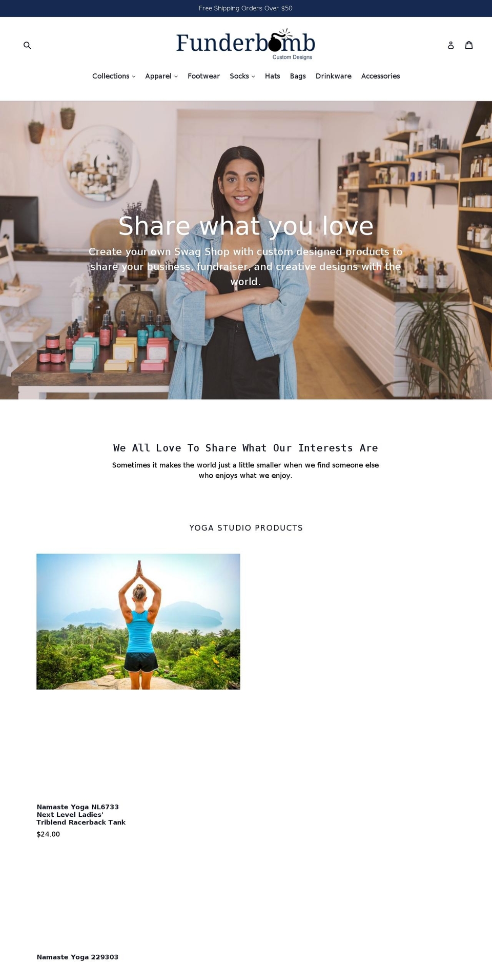 funderbomb.com — Shopify storefront screenshot