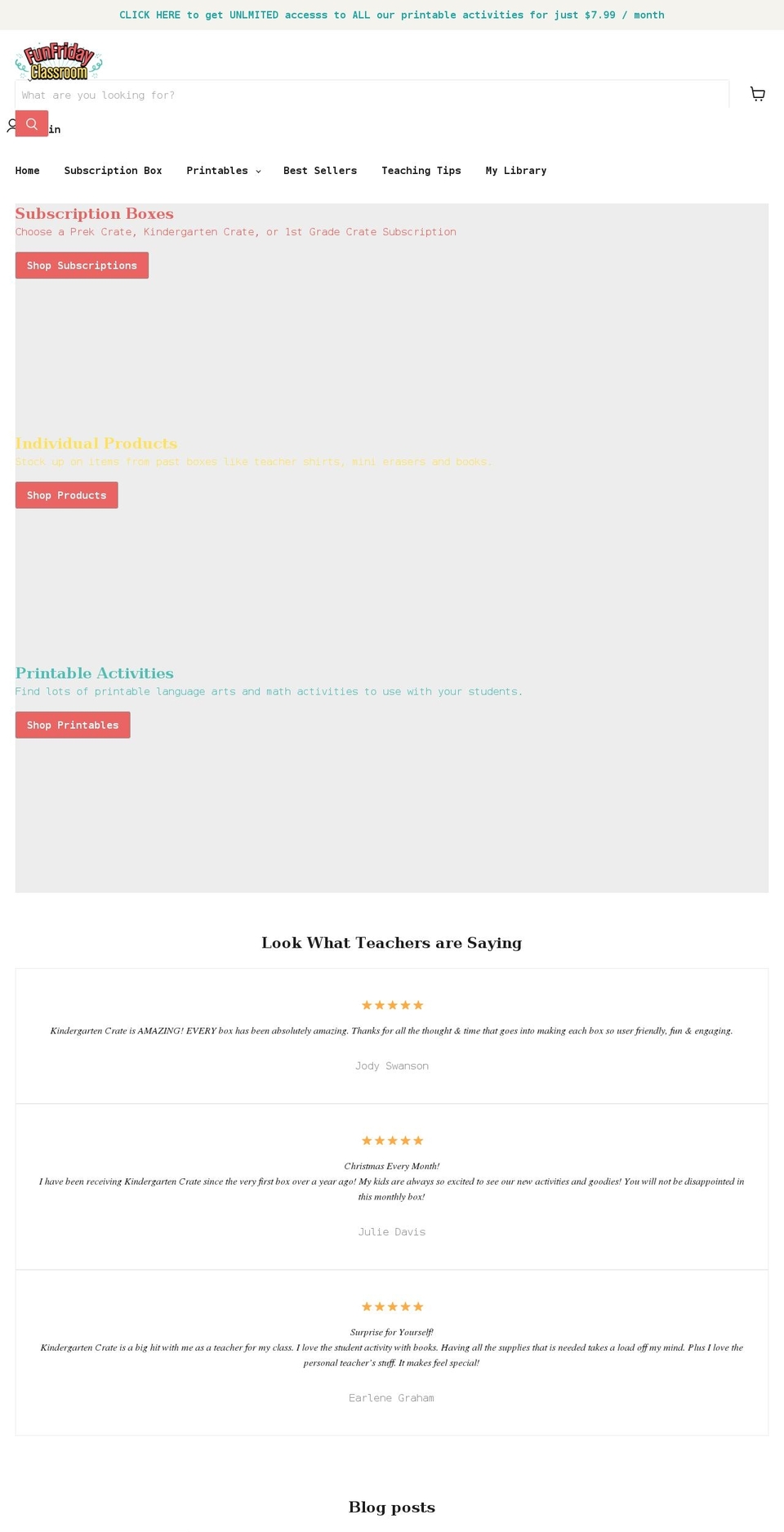 funfridayclassroom.com shopify website screenshot