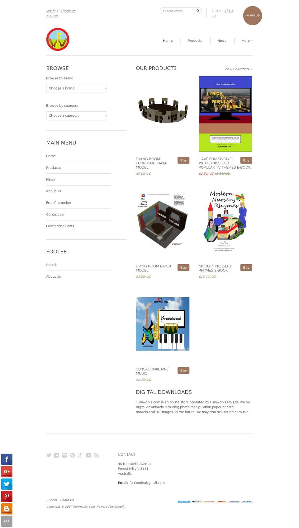 funiworks.com shopify website screenshot