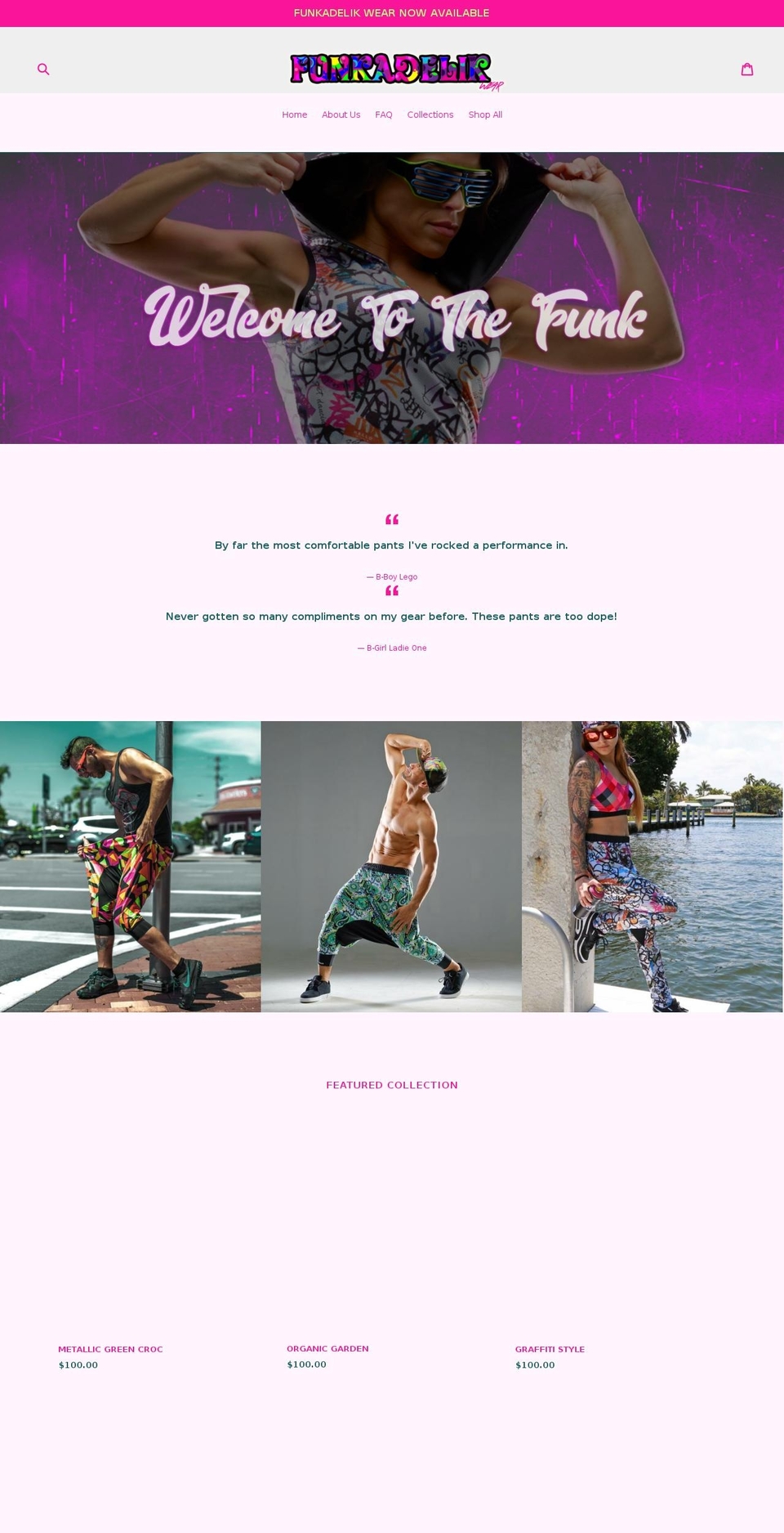 funkadelikwear.com shopify website screenshot