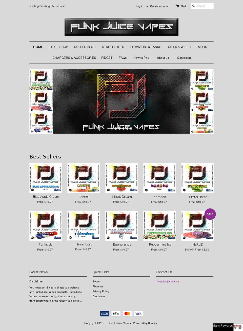 funkjuicevapes.com — Shopify storefront screenshot