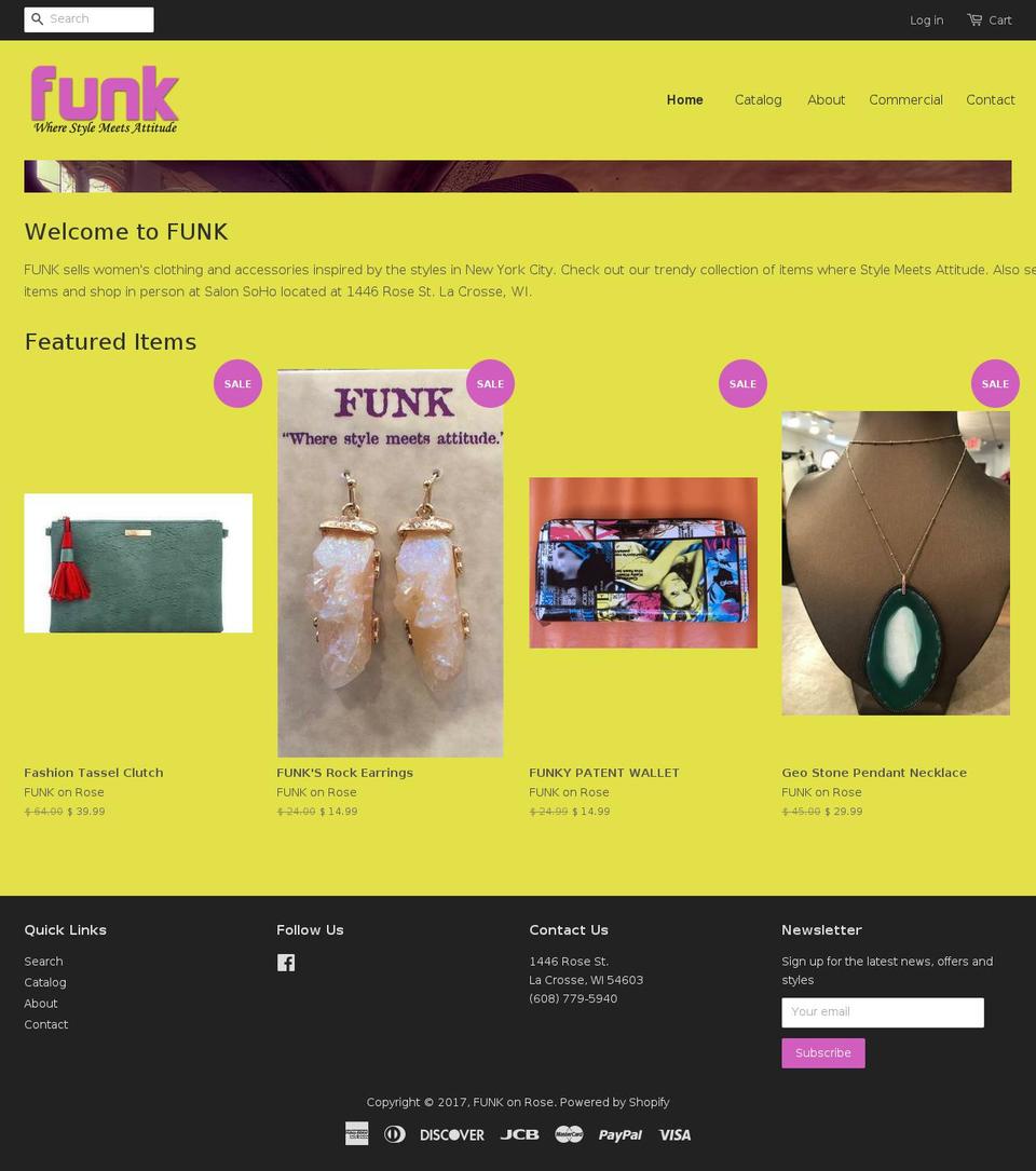 funkonrose.com shopify website screenshot