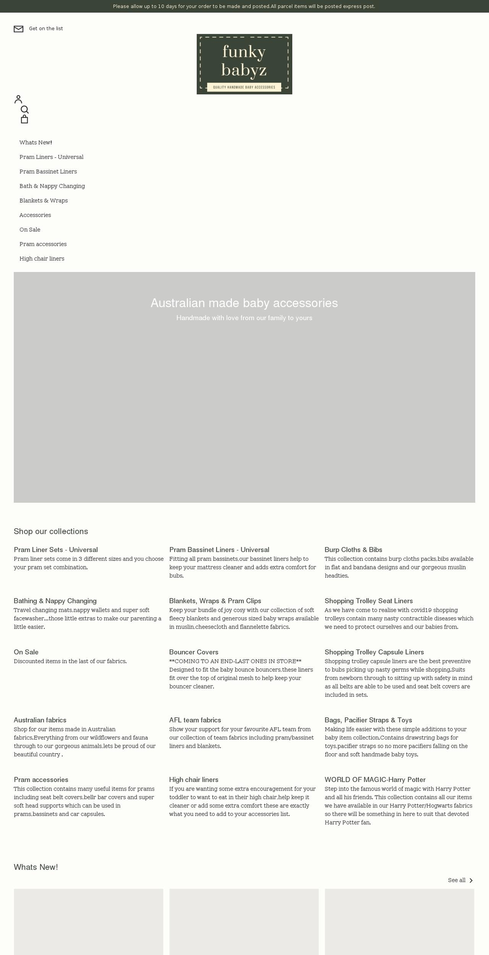 funkybabyz.net shopify website screenshot