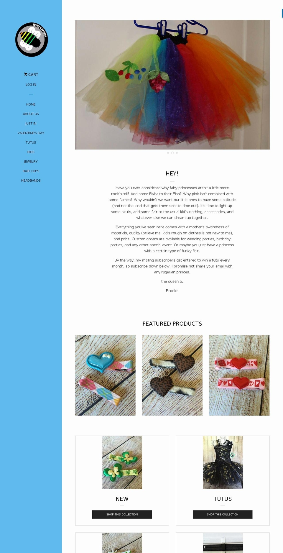 funkybdesigns.com shopify website screenshot
