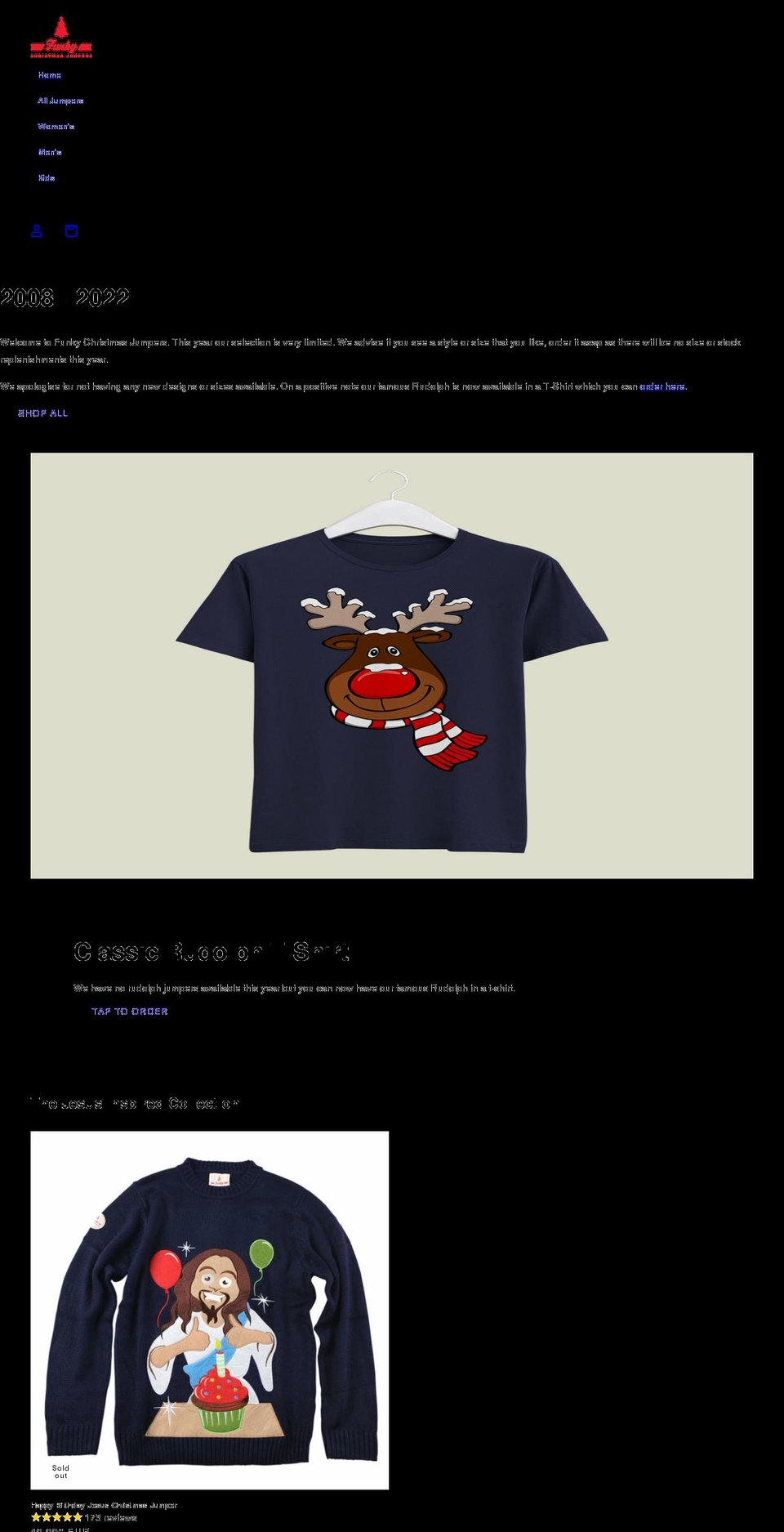 funkychristmasjumpers.com shopify website screenshot