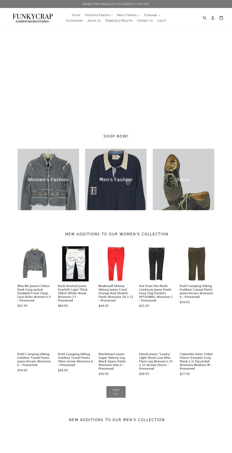 funkycrab.com — Shopify storefront screenshot