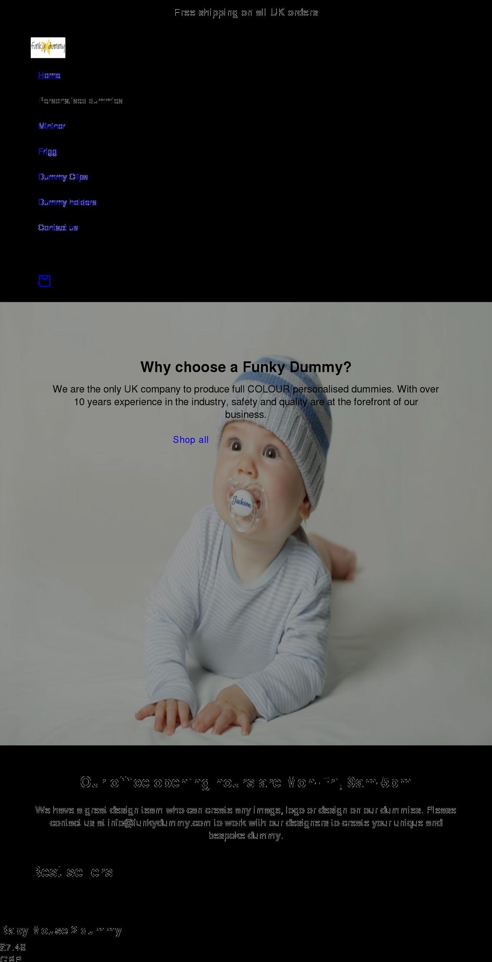 funkydummy.com shopify website screenshot