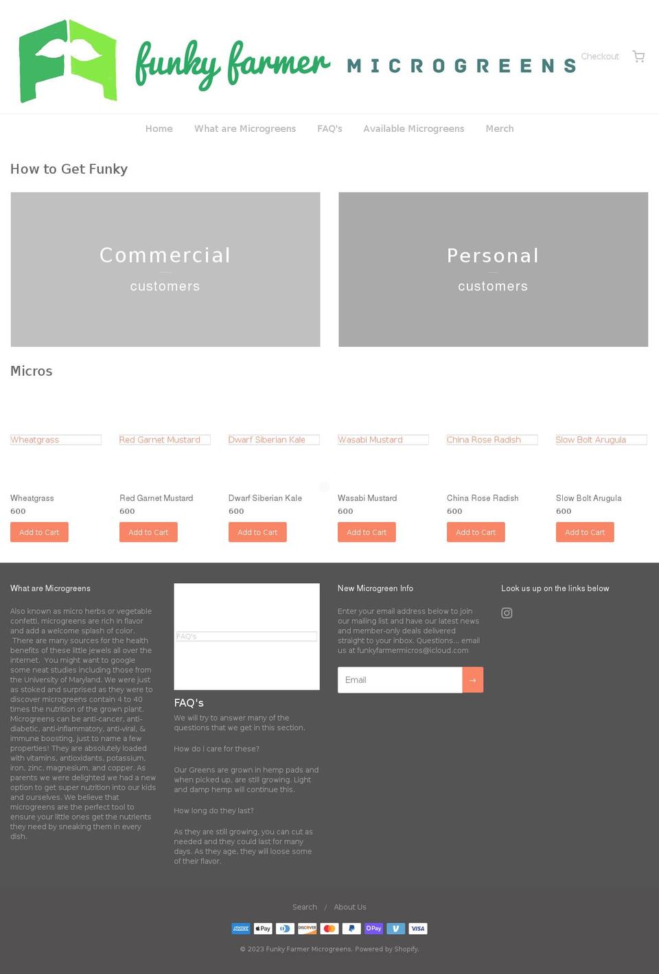 funkyfarmermicrogreens.com shopify website screenshot