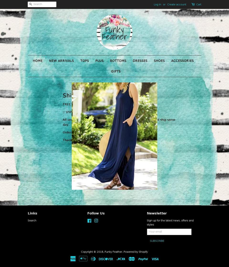 funkyfeather.net shopify website screenshot