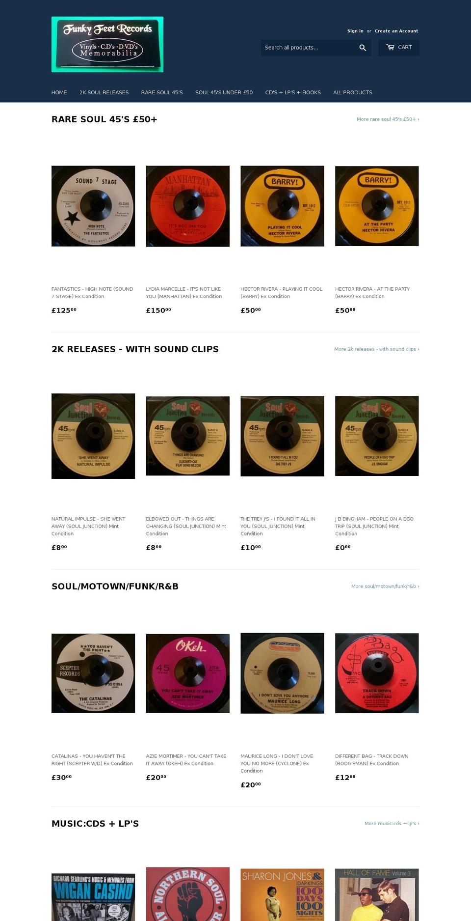 funkyfeet-records.com — Shopify storefront screenshot