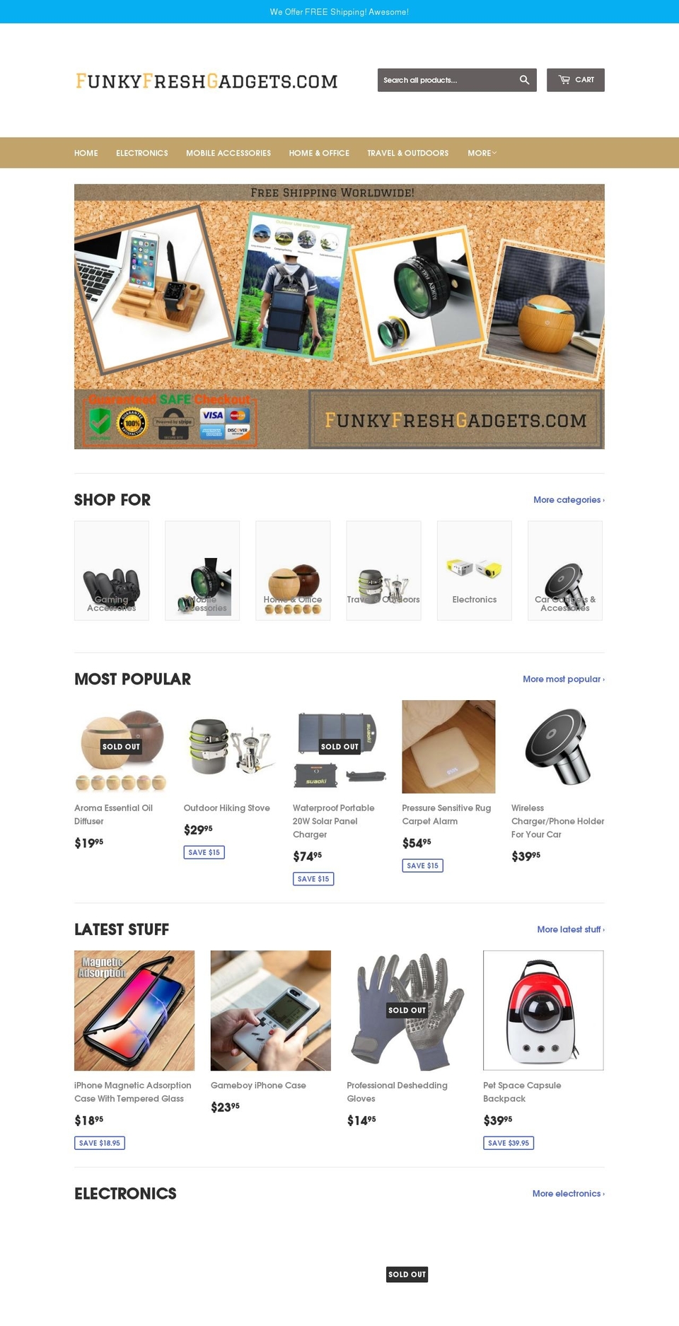 funkyfreshgadgets.com — Shopify storefront screenshot
