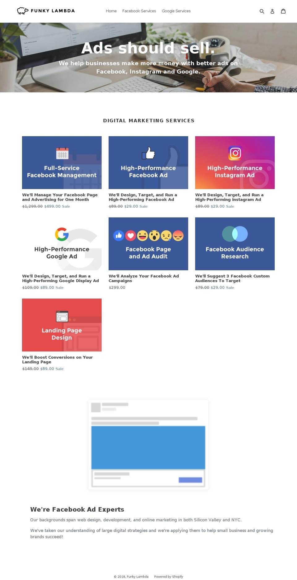 funkylambda.com — Shopify storefront screenshot