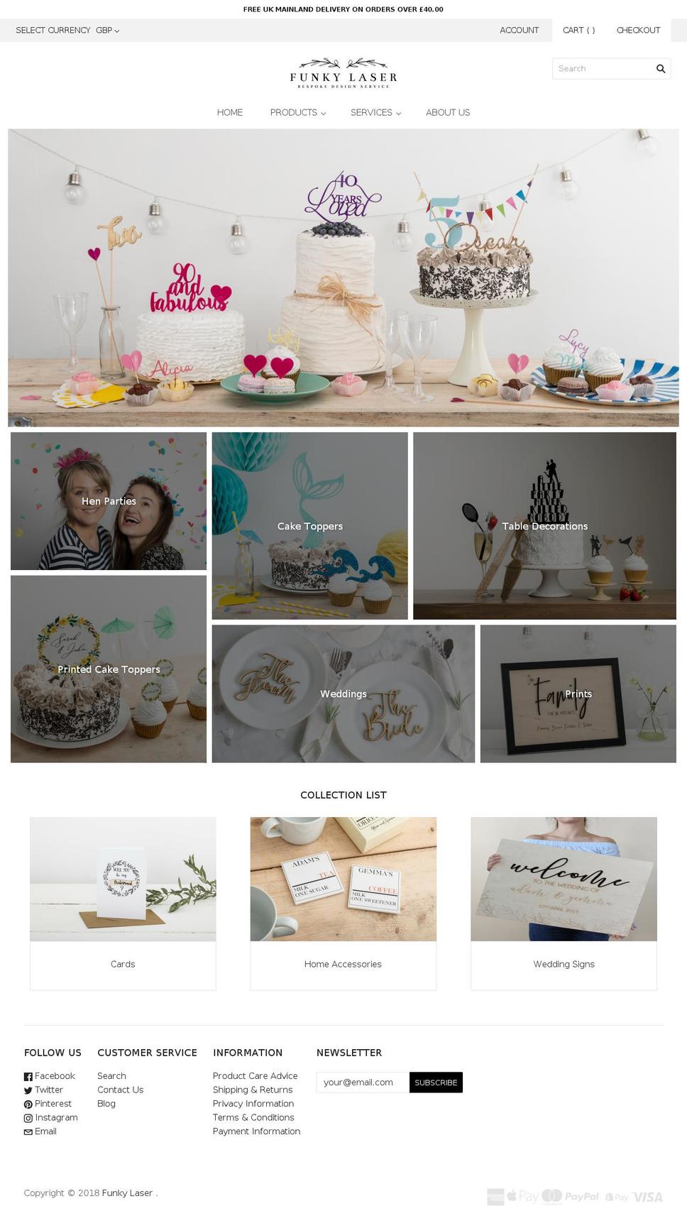 funkylaser.com shopify website screenshot