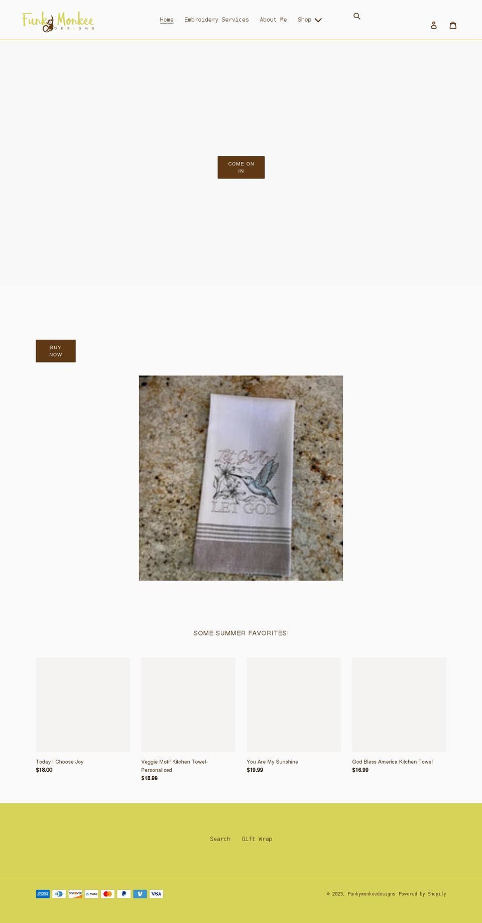 funkymonkeedesigns.com shopify website screenshot