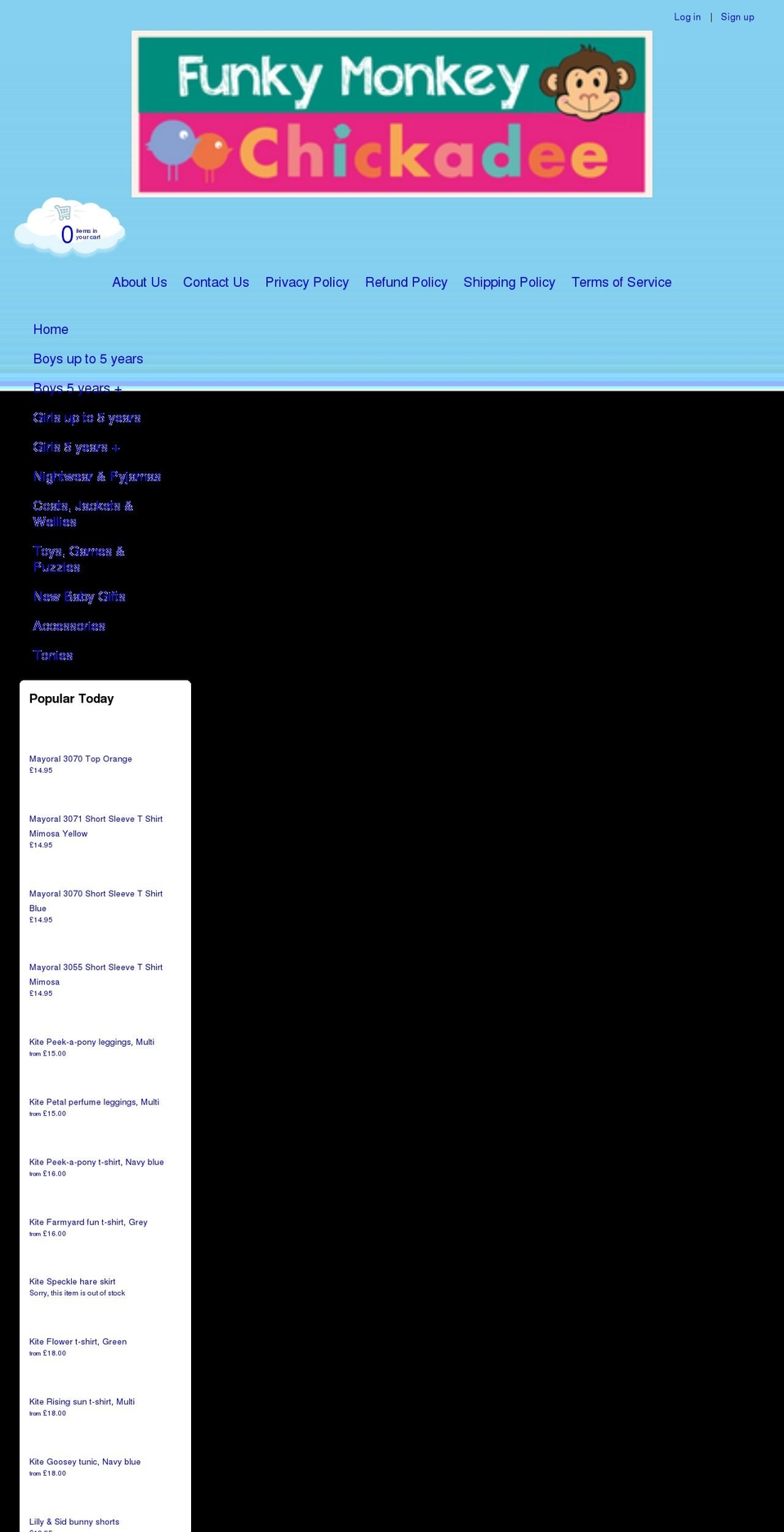 funkymonkeystore.co.uk shopify website screenshot