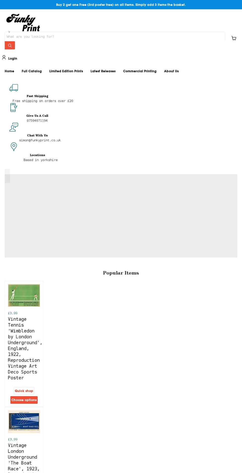 funkyprint.co.uk shopify website screenshot