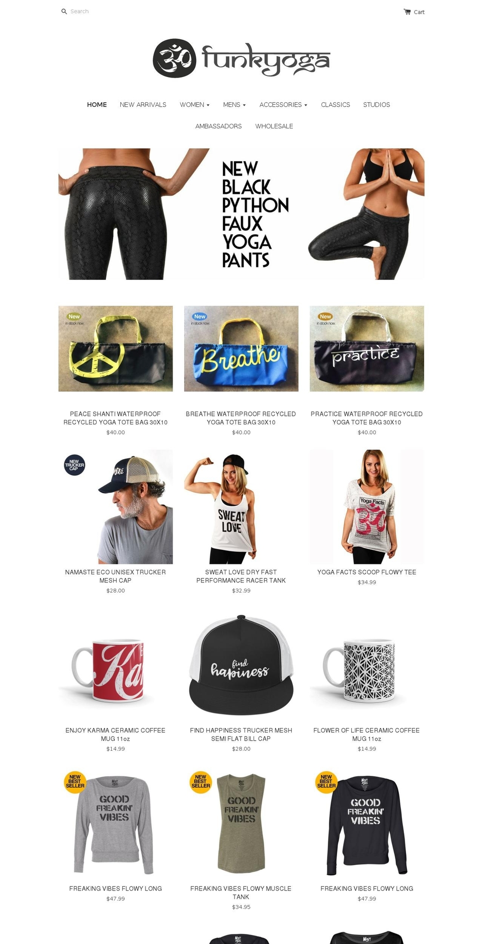 funkyyoga.com shopify website screenshot