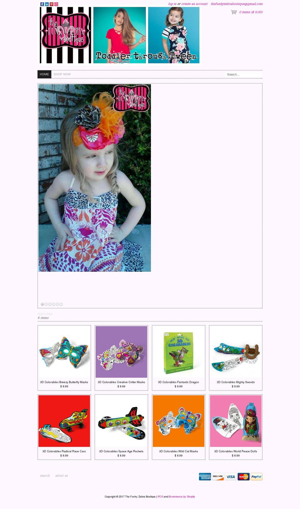 funkyzebraboutique.com shopify website screenshot