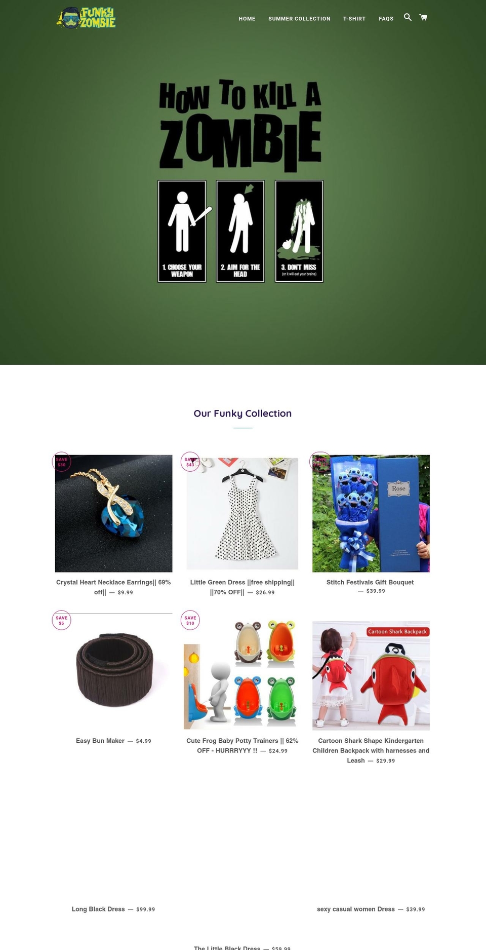 funkyzombie.com — Shopify storefront screenshot