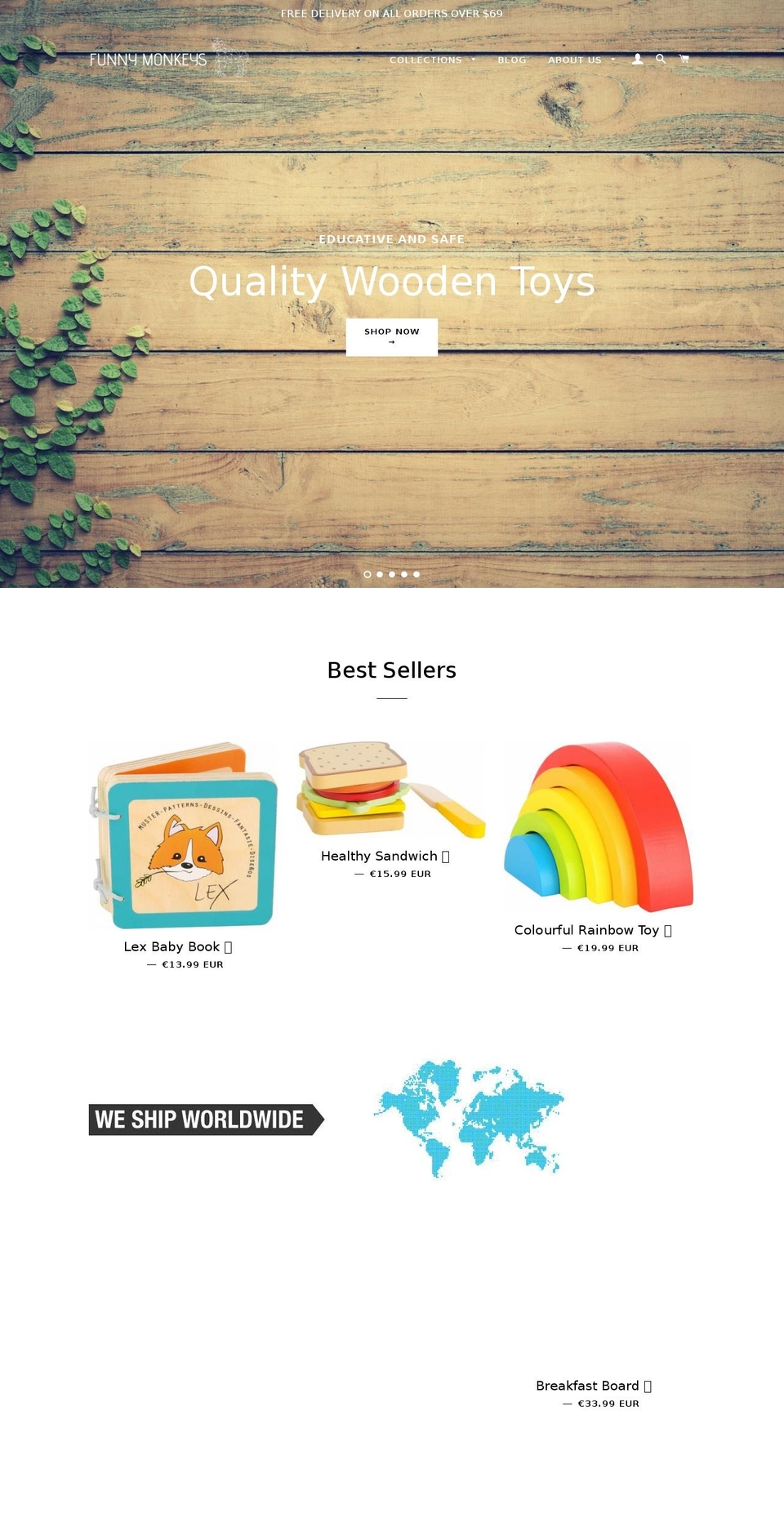 funny-monkeys.com — Shopify storefront screenshot
