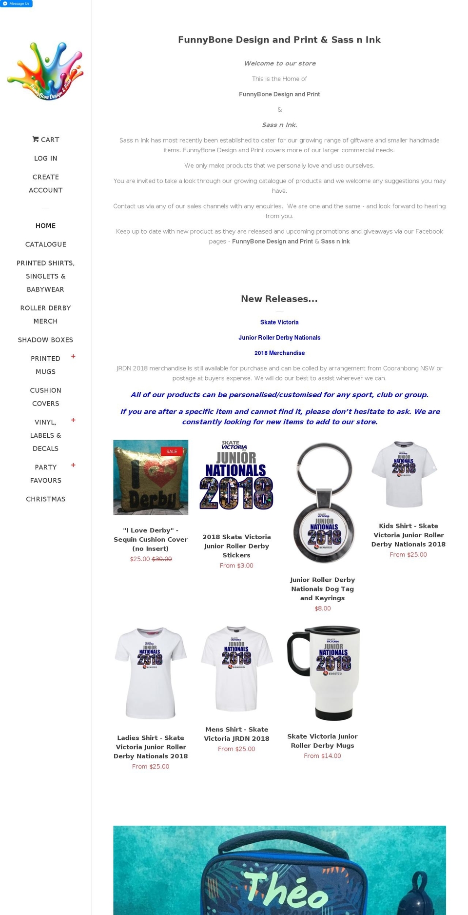 funnybonedesignandprint.com — Shopify storefront screenshot