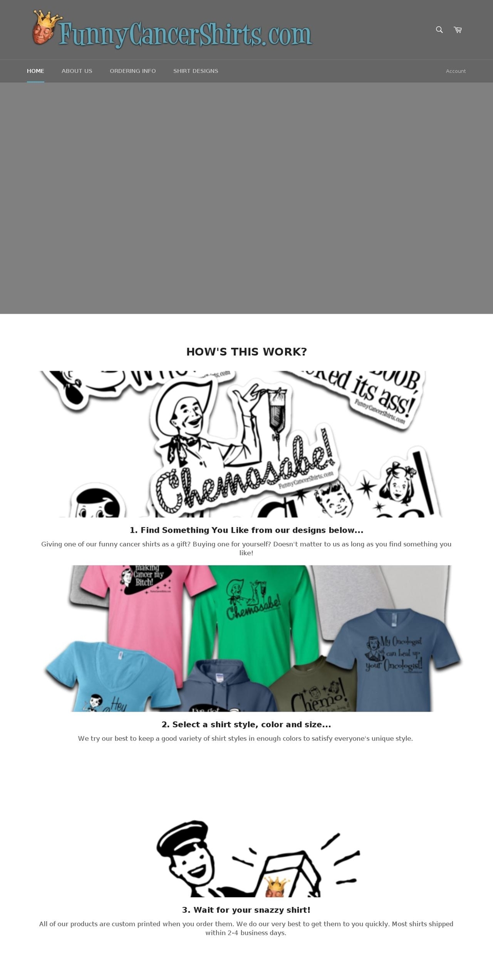 funnycancershirts.com shopify website screenshot