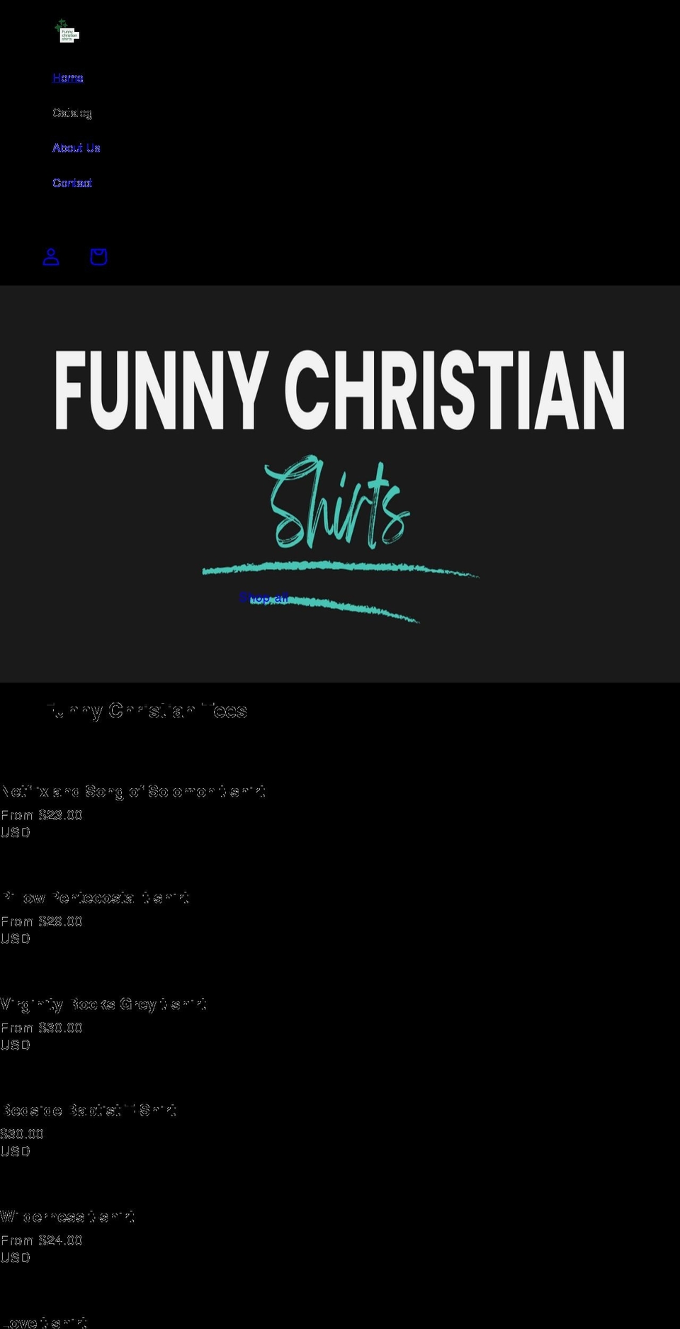 night Shopify theme site example funnychristianshirts.com