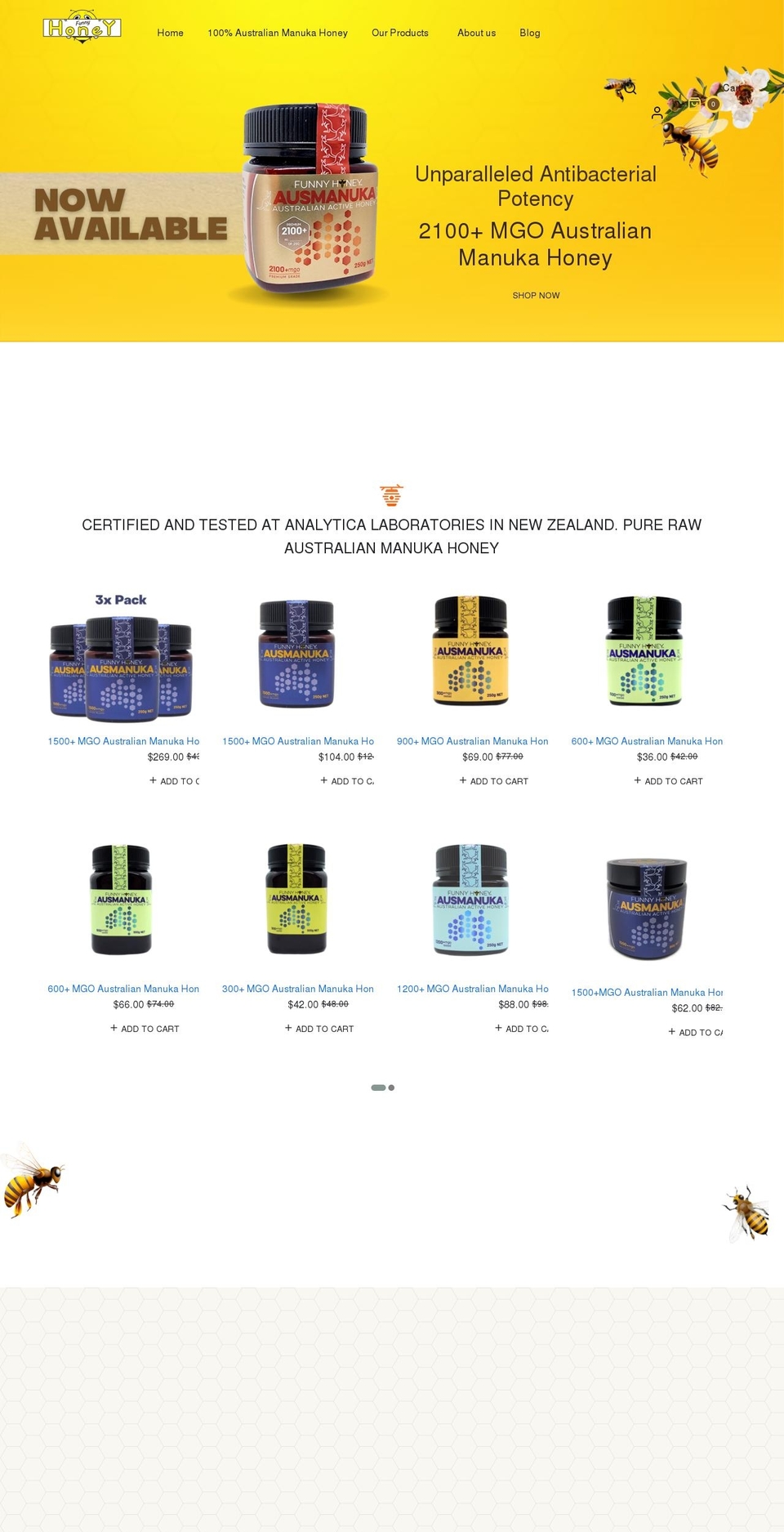 funnyhoney.com.au shopify website screenshot