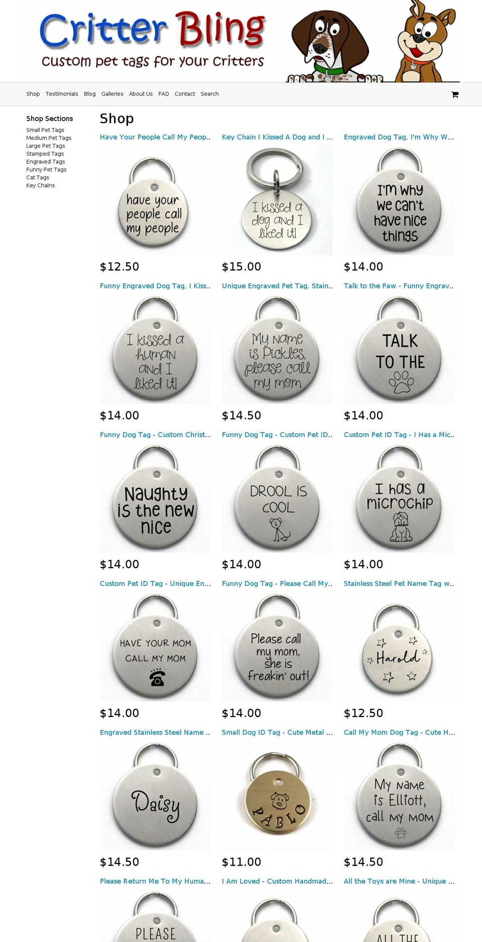 funnypettags.com — Shopify storefront screenshot